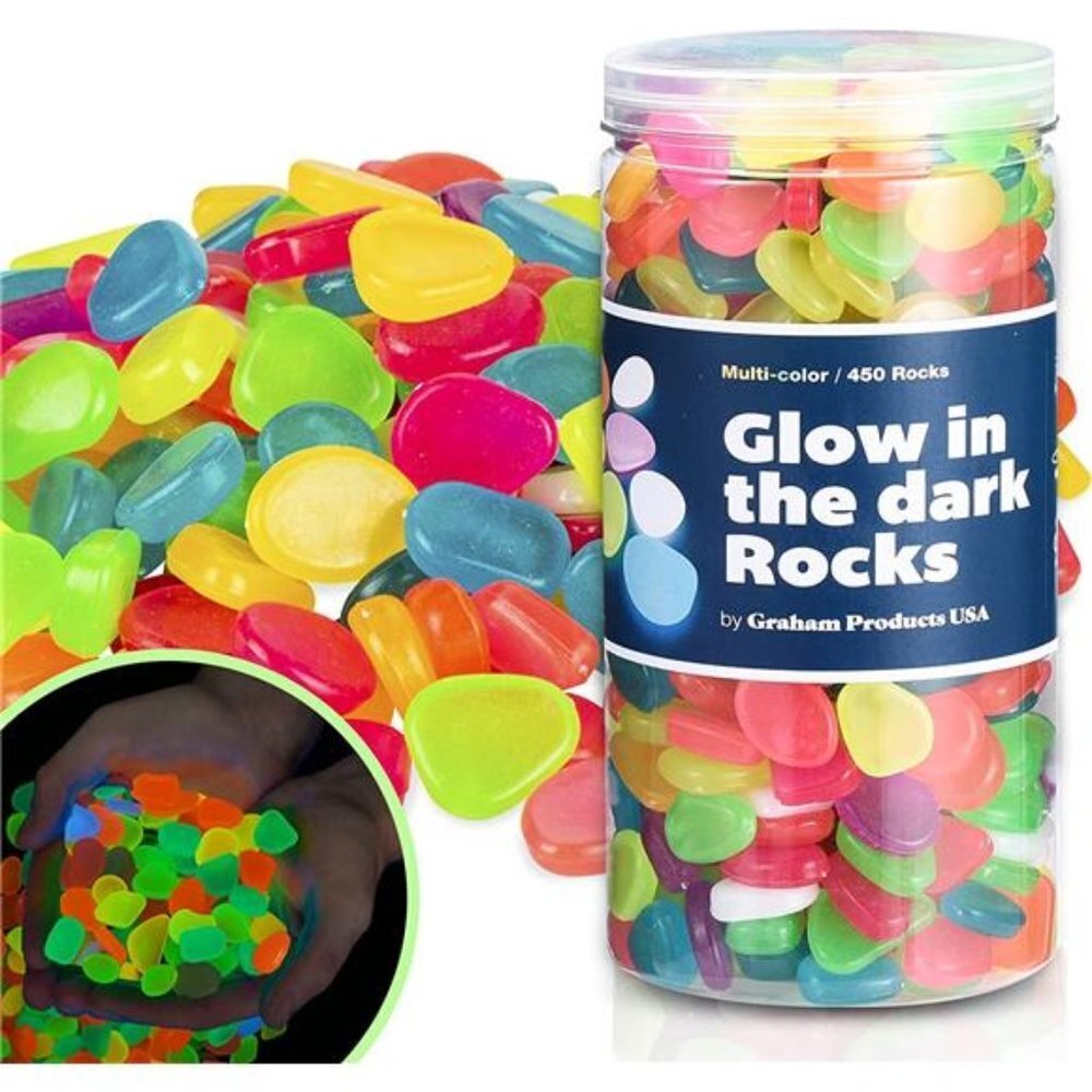 Glow in The Dark Rocks 450PCS,Glowing FishTank Pebbles-Indoor/Outdoor Yard